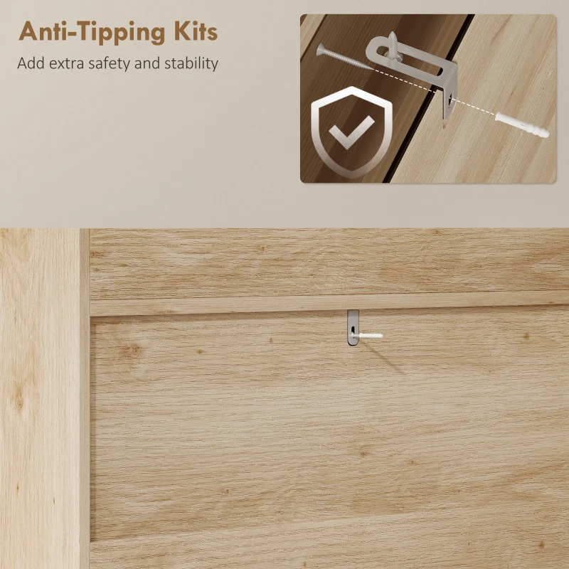 HOMCOM Shoe Cabinet with 2 Flip Drawers, Boho Narrow Shoe Storage Cabinet, Oak