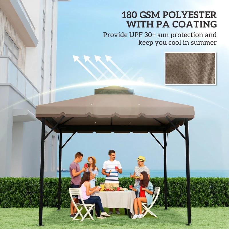 Outsunny 10' x 10' Gazebo Canopy Replacement, Double-Tier Outdoor Gazebo Cover Top Roof, TOP ONLY, Khaki/Brown
