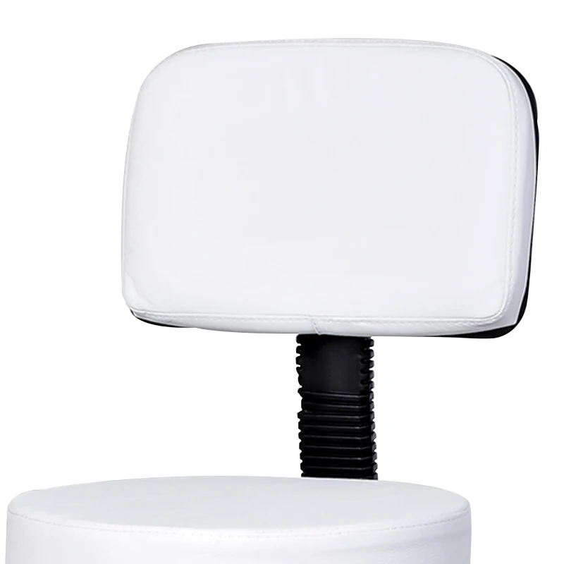 HOMCOM Adjustable Rolling Stool with Back, PU Leather Round Swivel Drafting Stool with Wheels for Kitchen, Salon Spa, Bar, Home Office, Massage, White