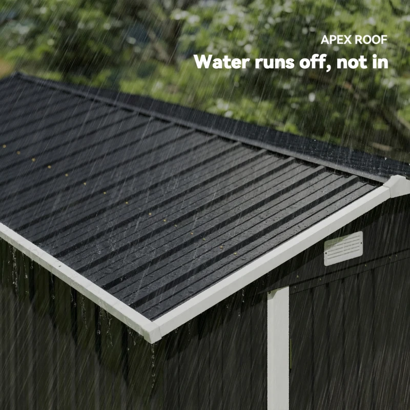 Outsunny 12' x 8' Metal Shed, Heavy Duty Outdoor Storage Shed with 4 Vents and Lockable Double Doors, Dark Grey