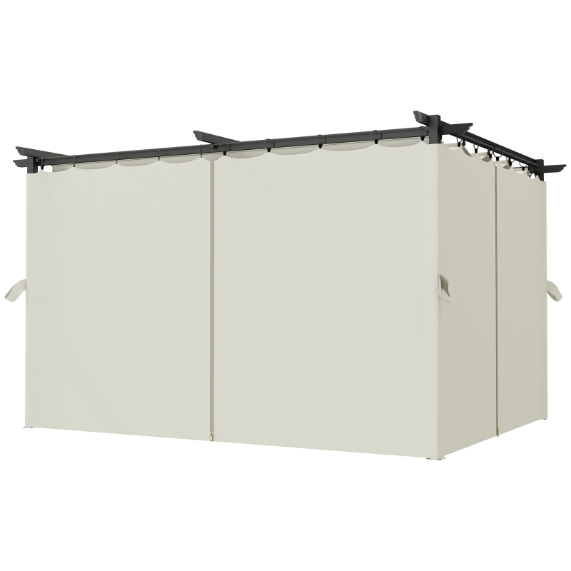 Outsunny 10' x 13' Pergola with Retractable Canopy and Curtains, UPF30+ Sun Shade Shelter for Grill, Garden, Backyard, Deck