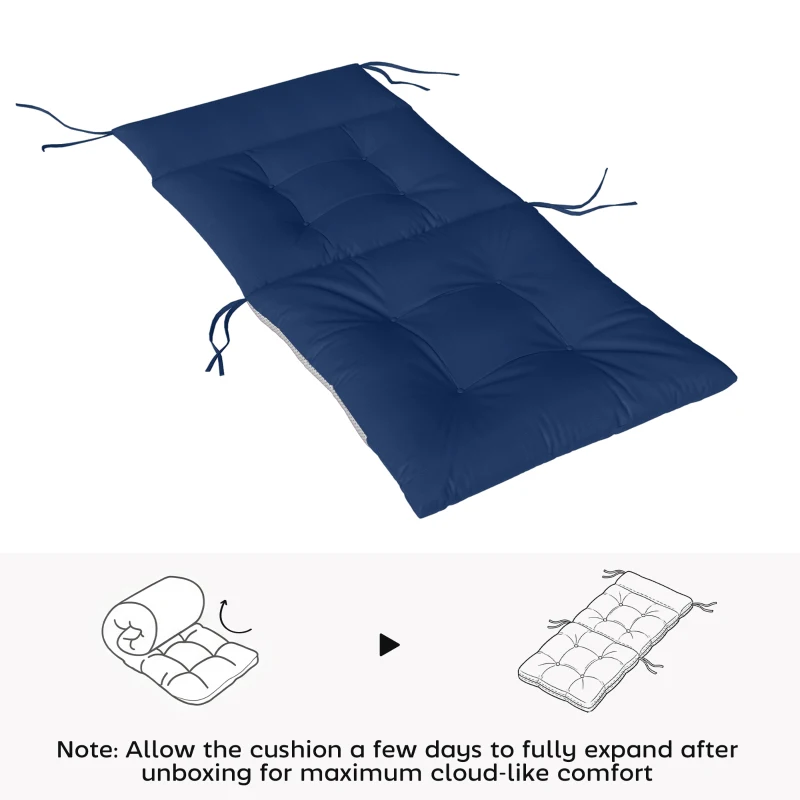Outsunny Patio Chair Cushions Set of 4, Waterproof Non-Slip Lounge Chair Cushions, 44"x21", Navy Blue