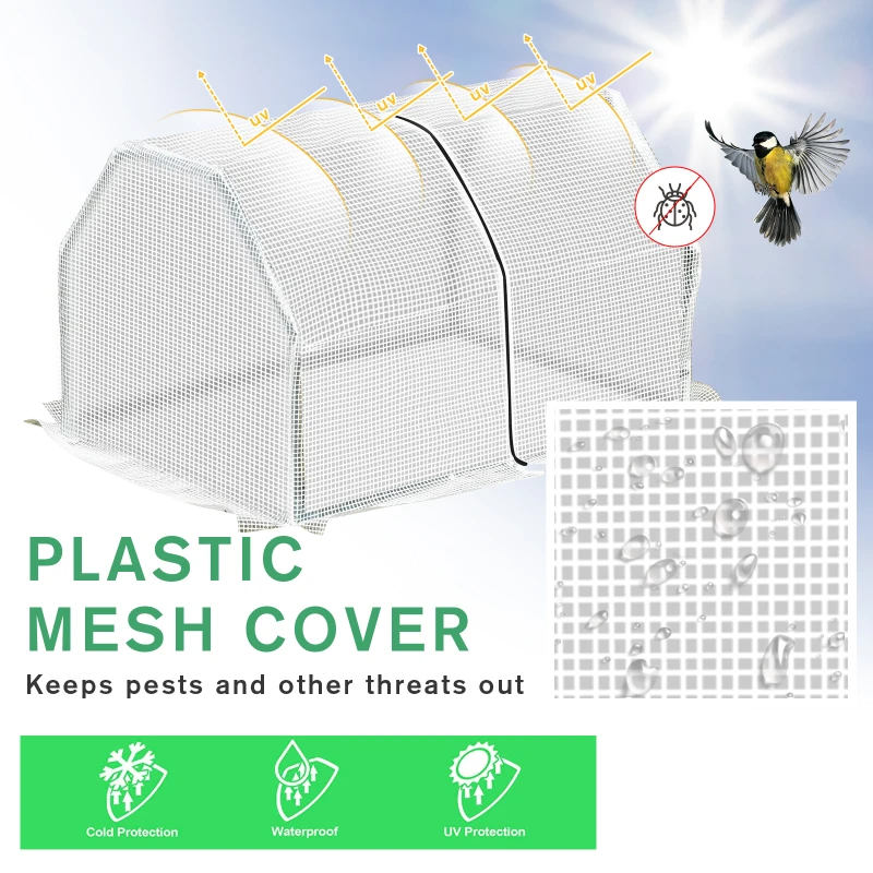 Outsunny 39" x 28" x 24" Portable Mini Greenhouse PE Grow House with Zipper Door Gardening Plant Cover Steel Frame