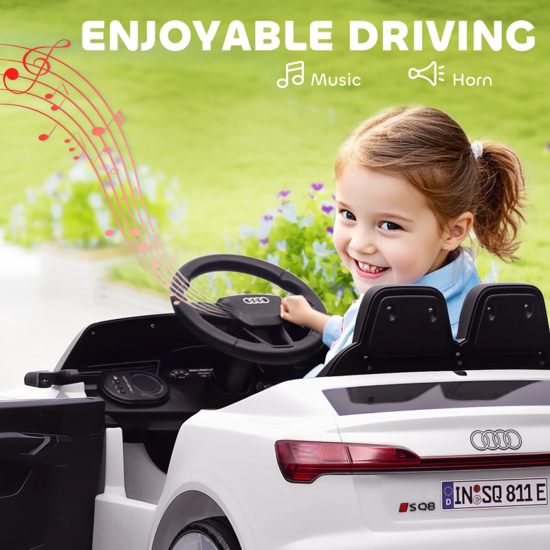 Qaba 12V Battery Powered Kids Electric Car, Audi Q8 etron Sportback Licensed Ride on Car w/ Remote Control, White