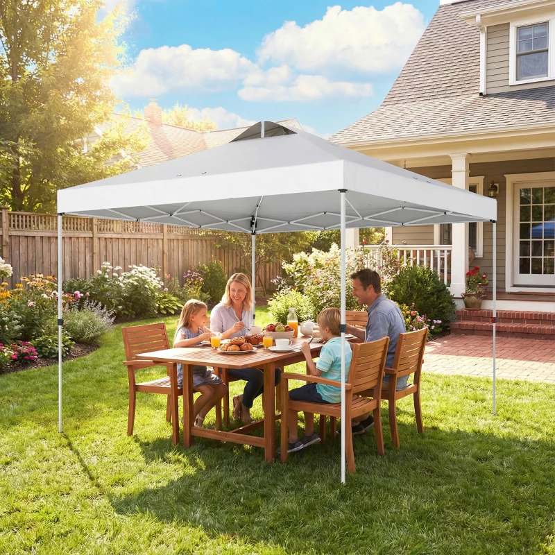 Outsunny Pop Up Canopy Waterproof Canopy Tent with Carrying Bag for Parties Garden BBQs 9.8' x 9.8' White