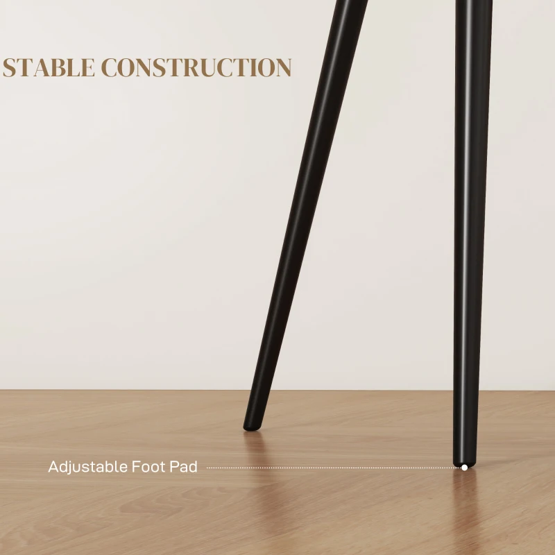 HOMCOM Dining Chairs Set of 2, Velvet-look Fabric Upholstered Kitchen Chairs with Backrest, Armrests and Steel Legs, Cream White