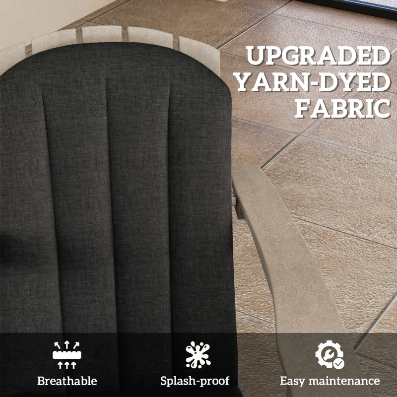 Outsunny Set of 2 Patio Chair Cushions, High Back Adirondack Chair Cushion with Ties, High-Density Foam, Black