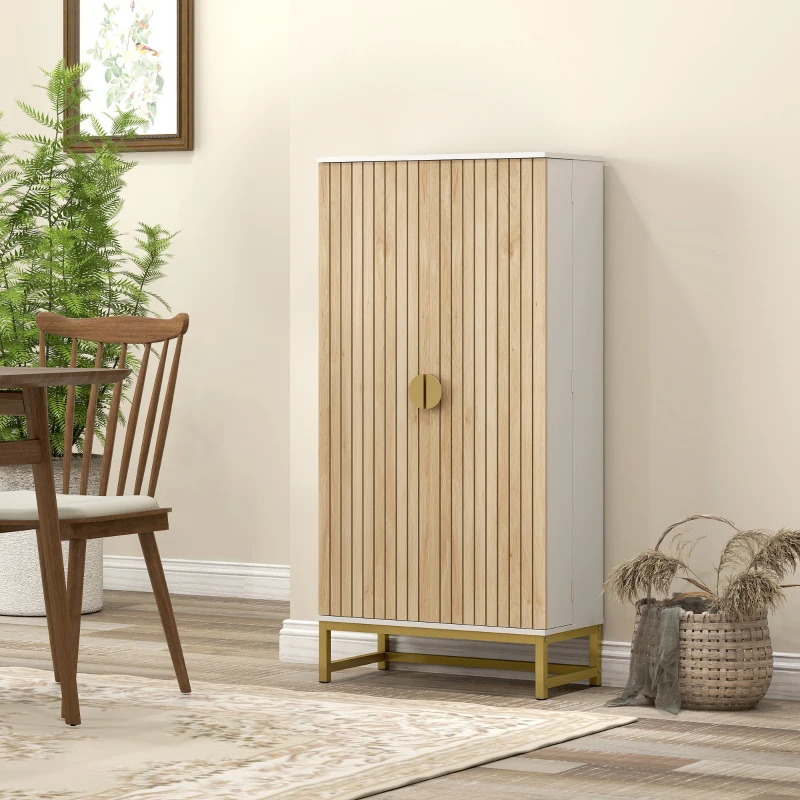 HOMCOM 47" Kitchen Pantry Cabinet, Freestanding Kitchen Storage Cabinet with 12 Door Shelves and Adjustable Shelves, White