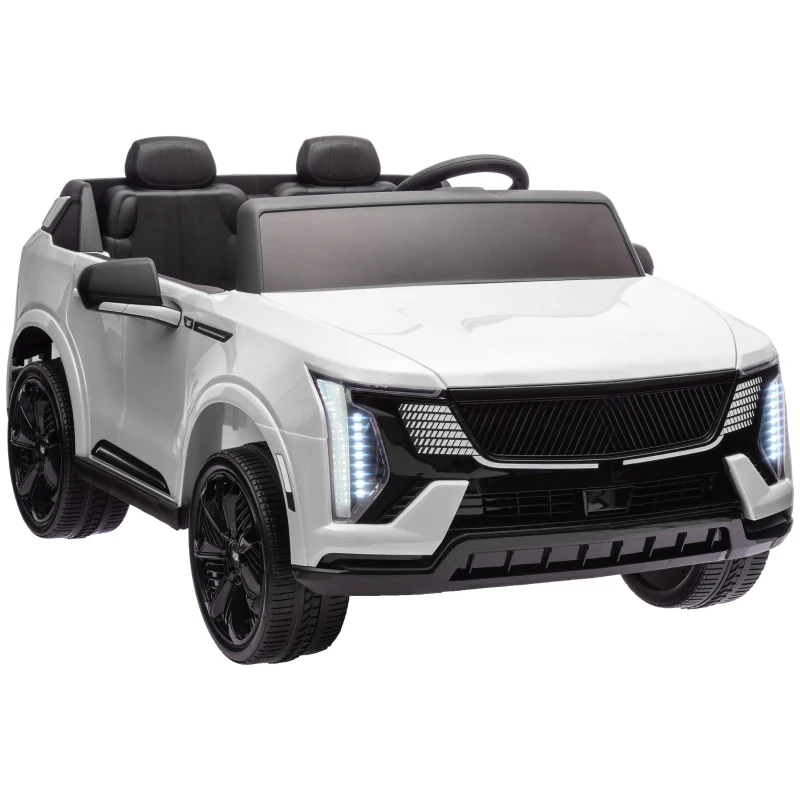 Qaba 2-Seater Ride on Truck, 12V Cadillac Escalade Licensed Kids Electric Car with Remote , Spring Suspension, White