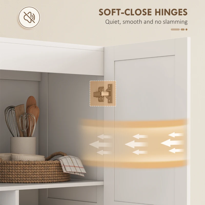 HOMCOM Farmhouse Pantry Cabinet, 71" Tall Kitchen Pantry Storage Cabinet with Soft-Close Hinges, Adjustable Shelves, White