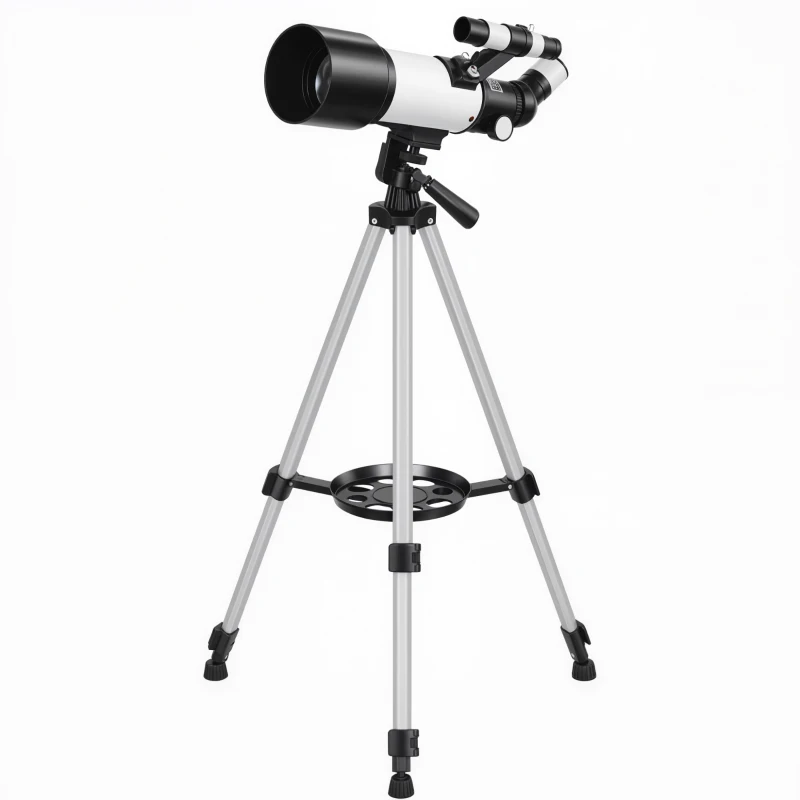 Outsunny Telescope for Adults, 70 mm Aperture 400 mm Refractor Telescope with 40X/16X, Adjustable Tripod, Bag, White