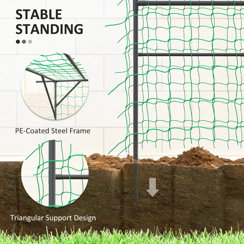 Outsunny Garden Arch Trellis, 6.4FT Tall Metal Plant Support Trellis Archway with Climbing Net for Climbing Plants