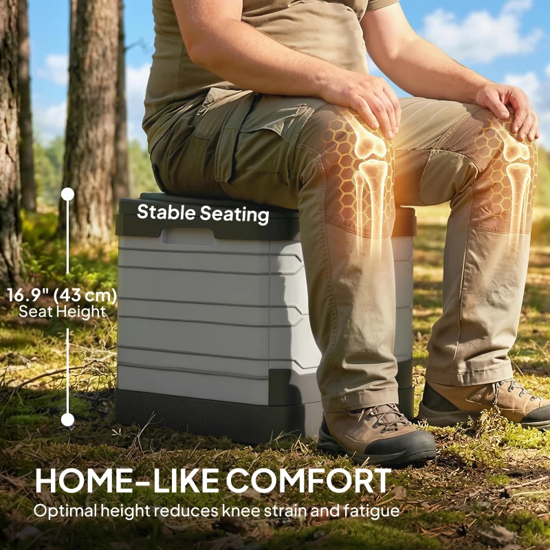 Outsunny Portable Toilet for Adults Foldable Porta Potty 12 Coagulant Packets for Camping Travel RV Outdoor Use