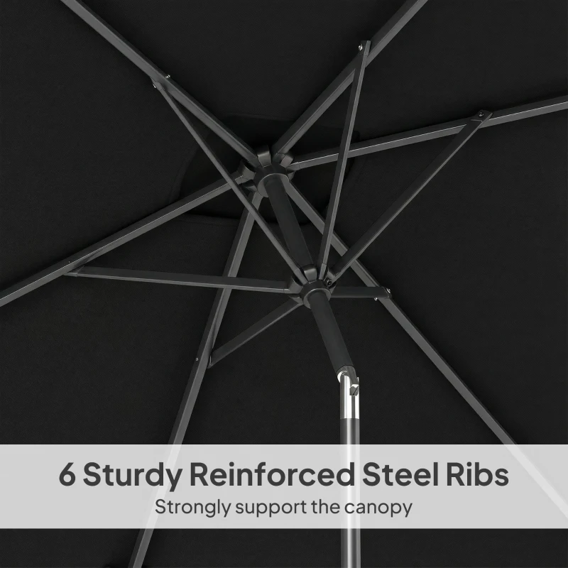 Outsunny 6.4 x 9.7ft Rectangle Aluminum Tilt Patio Umbrella, Garden Market Parasol, Outdoor Sunshade Canopy with Crank, Black