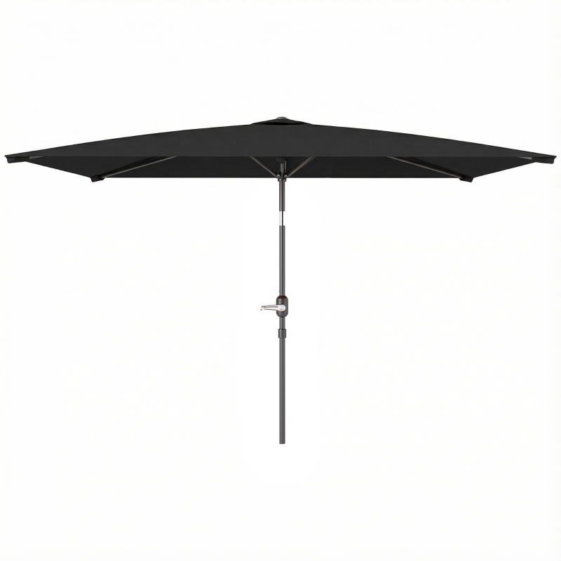 Outsunny 6.4 x 9.7ft Rectangle Aluminum Tilt Patio Umbrella, Garden Market Parasol, Outdoor Sunshade Canopy with Crank, Black
