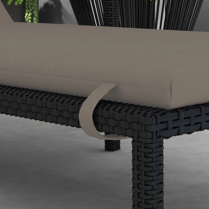 Outsunny Patio Chaise Lounge Chair Cushion Replacement Sun Lounger Pads with Headrest and Ties, Dark Grey