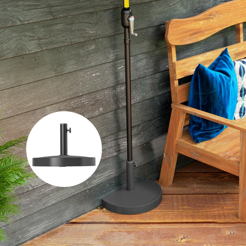 Outsunny 20 lbs Resin Half Parasol Base Outdoor Umbrella Stand Weight, Concrete Garden Parasol Stand, Black