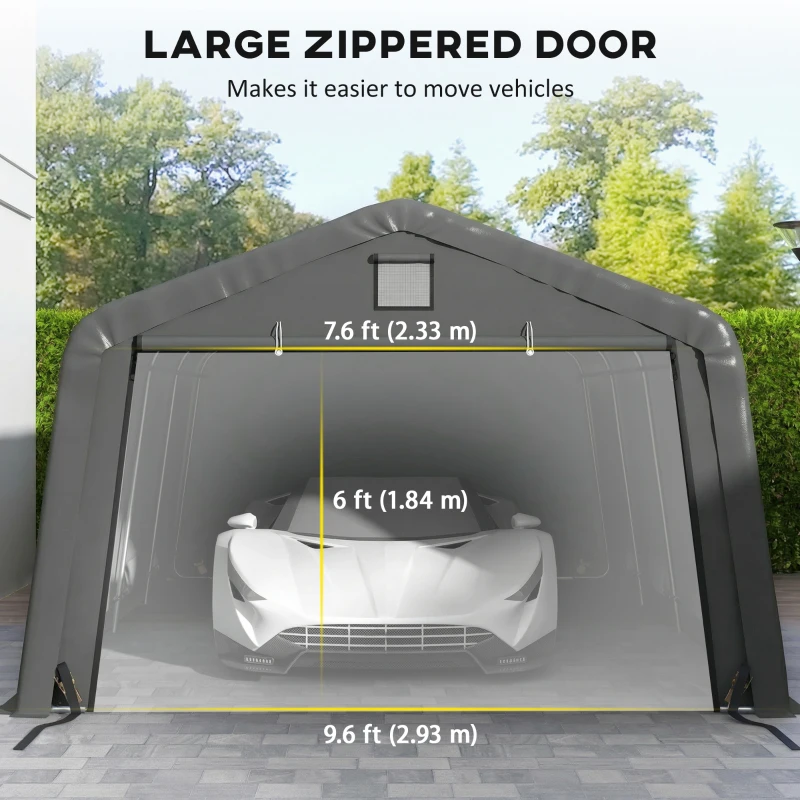 Outsunny 12' x 20' Portable Garage, Heavy Duty Carport Canopy with Ventilation Windows and Large Roll-up Door, Dark Grey