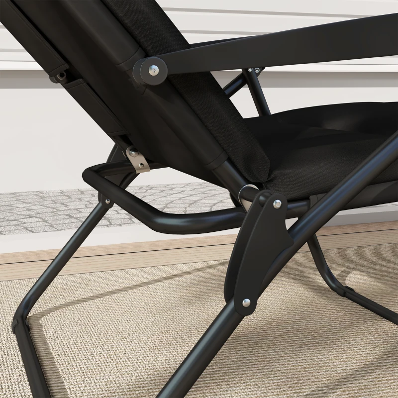 Outsunny Foldable Lounge Chair, Reclining Patio Sun Lounger with 6-Position Adjustable Back, Black