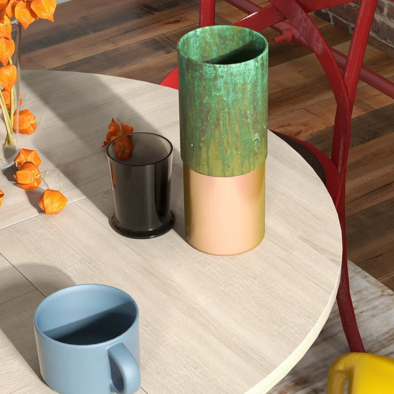 HOMCOM Round Kitchen Table for 4-6 People, 39.4 Inch Industrial Dining Table with Storage Shelves, Oak