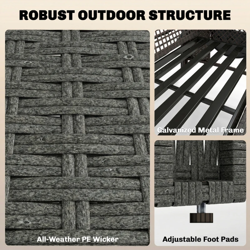 Outsunny 2 Pieces Patio Lounge Chair Set with Cushions, PE Wicker Outdoor Chaise Lounge with Adjustable Backrest, Side Trays