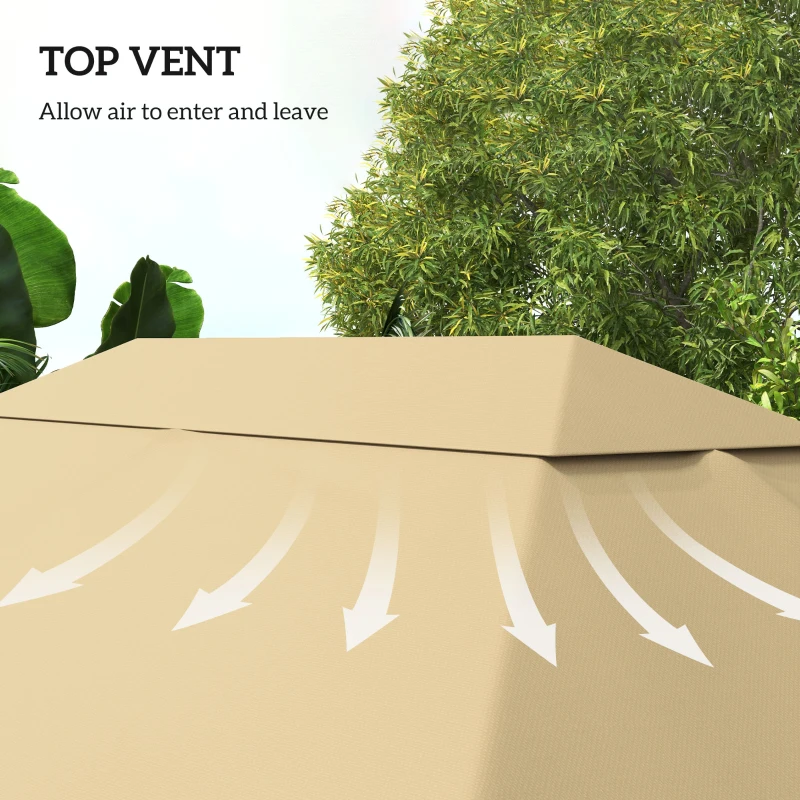 Outsunny 10' x 13' Gazebo Replacement Canopy Cover, Gazebo Roof Replacement (TOP COVER ONLY), Khaki