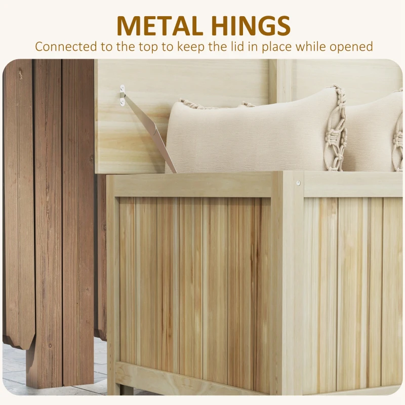 Outsunny 45 Gallon Wooden Storage Box patio Deck Box Bench, Garden Backyard Outdoor Storage Container, Natural