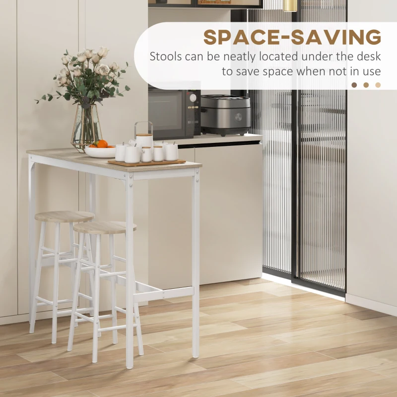 HOMCOM 3-Piece Counter Height Bar Table and Chairs, Dining Table and Chairs Set for 2, Pub Table and Chairs