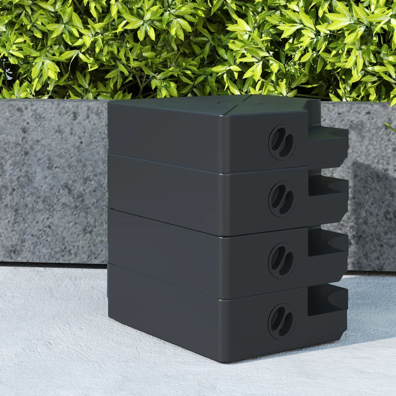 Outsunny Umbrella Weights for Cantilever Parasols, Set of 4 Heavy Duty Parasol Base Weights, Black