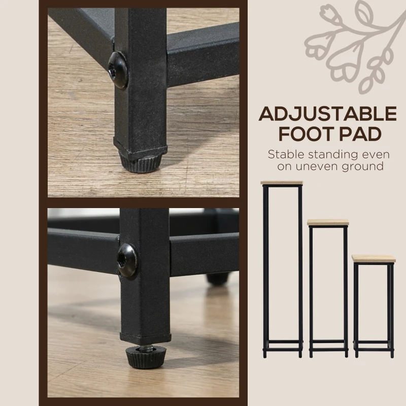 Outsunny 3 Packs Plant Stand Indoor, Metal Plant Stand Outdoor Plant Rack, Decorative Flower Display Holder for Patio Garden