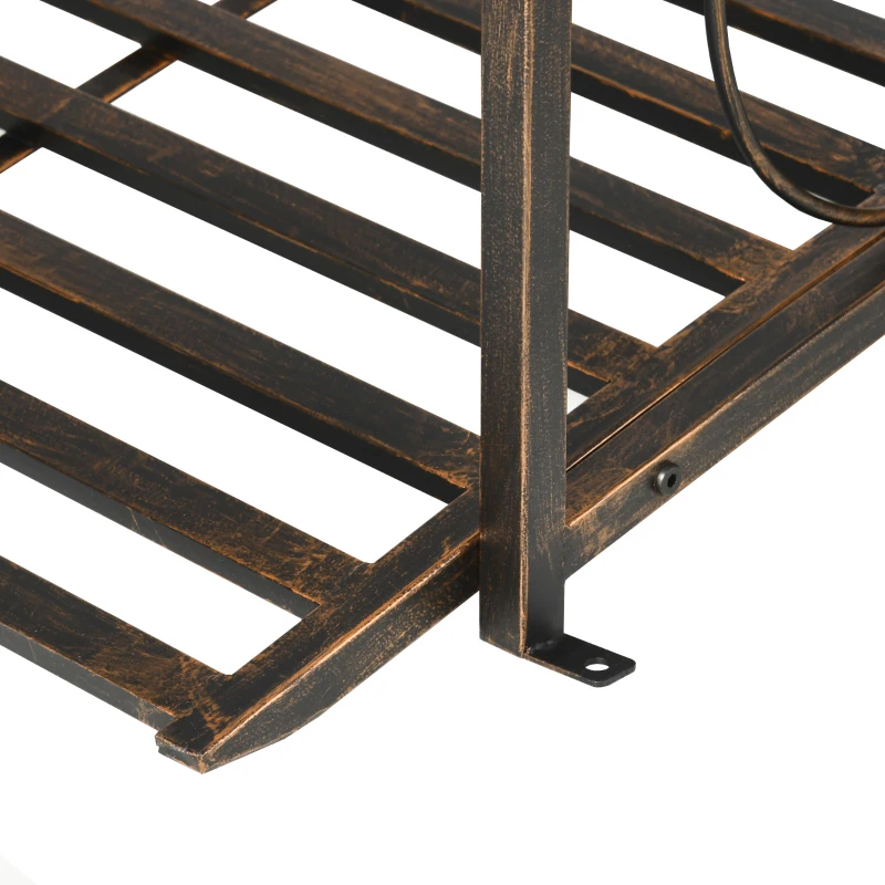 Outsunny 6FT Steel Garden Bridge with Safety Siderails, Decorative Arc Landscaping Bridge for Backyard Creek Stream Pond, Brown