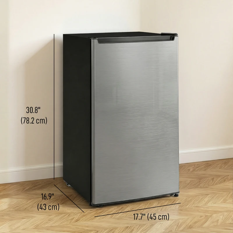 HOMCOM 2.1 Cu. Ft. Mini Freezer, Compact Upright Freezer with Reversible Door, Removable Shelf, Adjustable Temperature, Silver