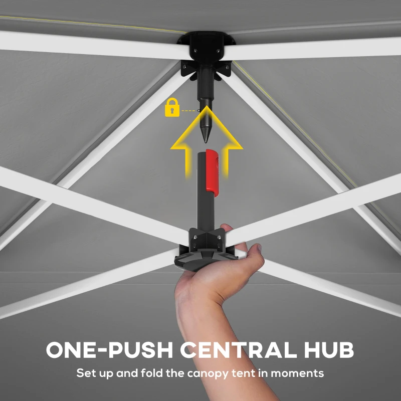 Outsunny Pop Up Canopy Waterproof Canopy Tent with Carrying Bag for Parties Garden BBQs 9.8' x 9.8' White