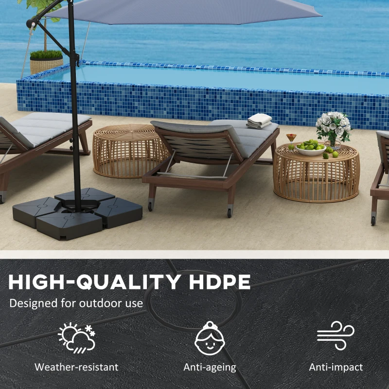 Outsunny Umbrella Weights for Cantilever Parasols, Set of 4 Heavy Duty Parasol Base Weights, Black