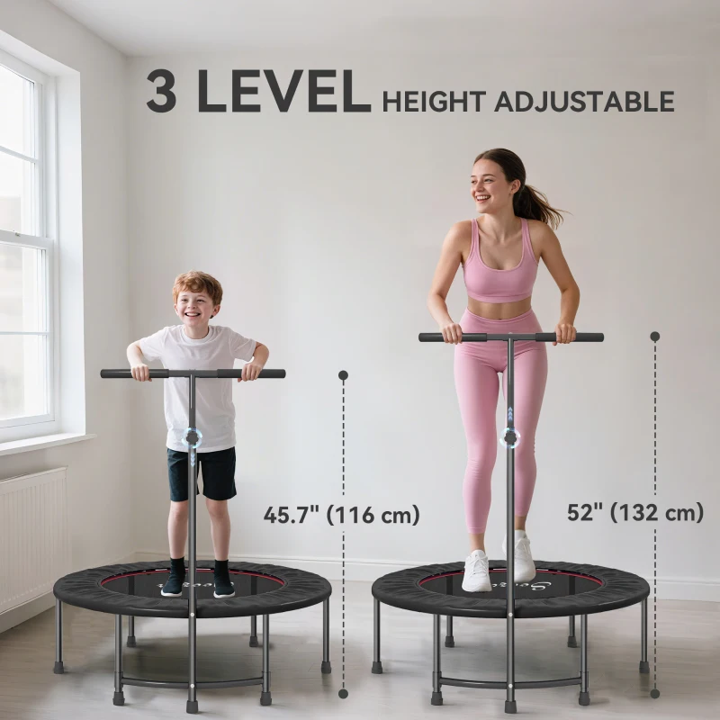 Soozier 39" Mini Exercise Trampoline w/ Adjustable T-Bar Indoor Fitness Rebounder Black