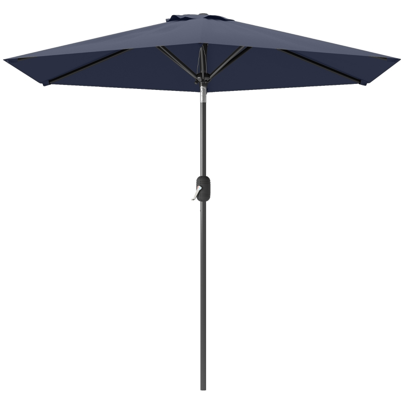 Outsunny Patio Sun Umbrella, Outdoor Parasol with 6 Ribs, Blue