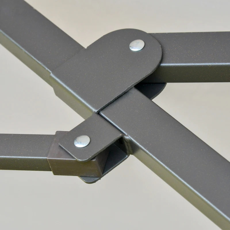 Outsunny 15' Outdoor Patio Umbrella with Twin Canopy Sunshade Steel Table Umbrella w/ Lift Crank, Cross base, Sandbag, Light Grey