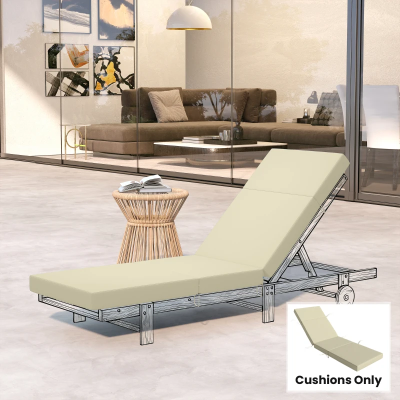 Outsunny Chaise Lounge Cushion, 4" Thick Outdoor Lounge Chair Cushions with Ties for Patio, 26" x 80 ", Cream White