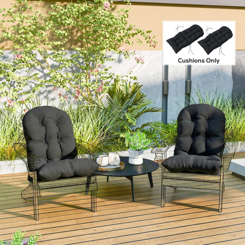 Outsunny Outdoor Adirondack Chair Cushions Set of 2, Tufted High Back Patio Chair Cushions, Black