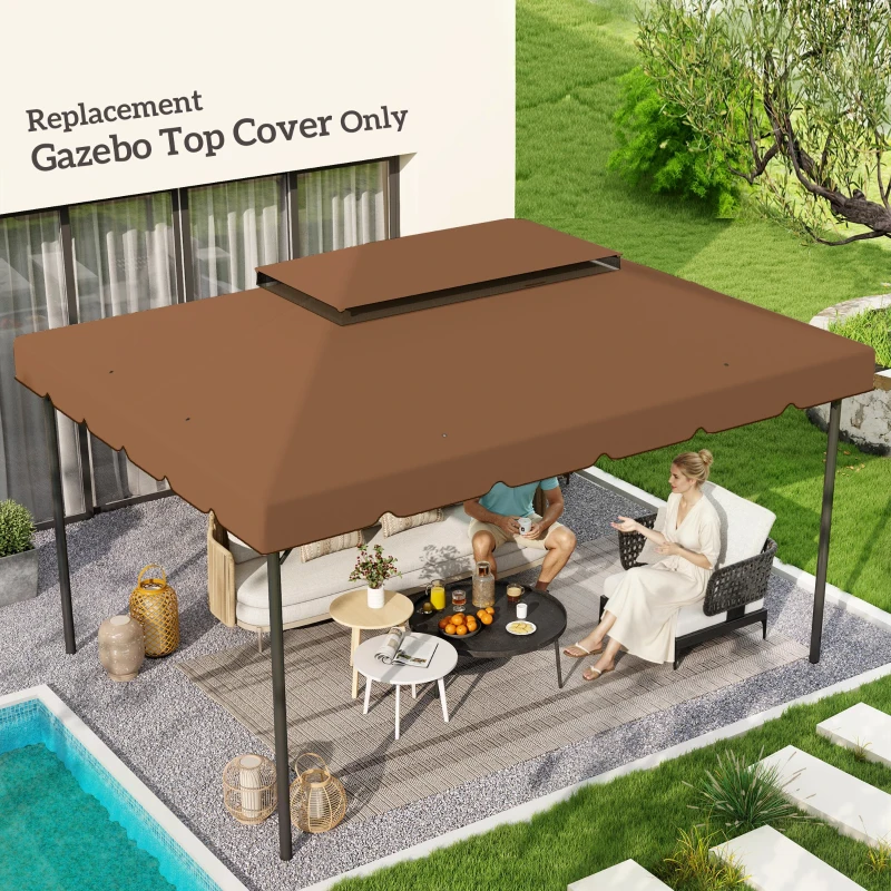 Outsunny Model 84C-101 or 84C-144 13' x 10' Gazebo Replacement Canopy, Gazebo Top with Double Vented Roof (TOP ONLY), Coffee