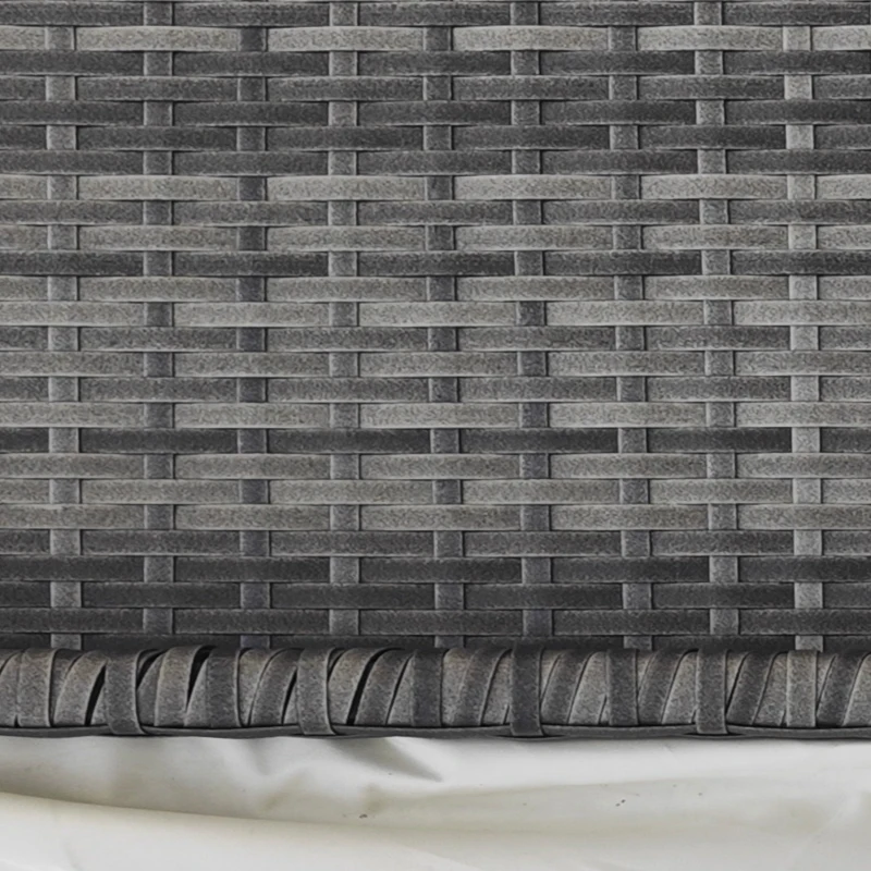 Outsunny Half Round Side Table, PE Rattan Coffee Table with Metal Frame for Patio, Garden, Balcony, Grey