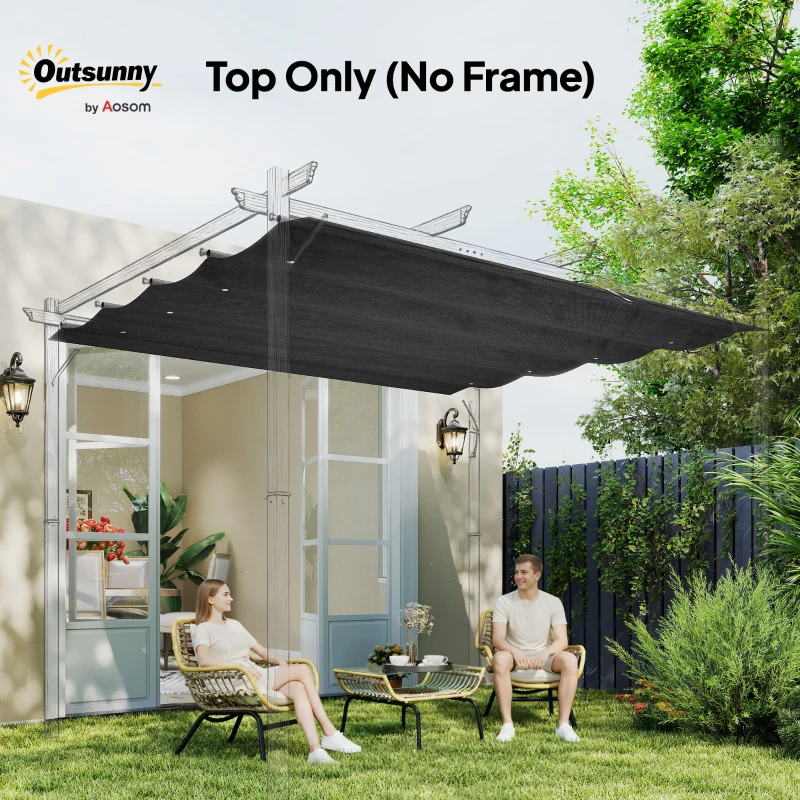 Outsunny 8' x 9.4' Retractable Pergola Canopy Replacement, Fit 7' x 10' Frame, UV30+ Pergola Cover Top Only, Dark Grey