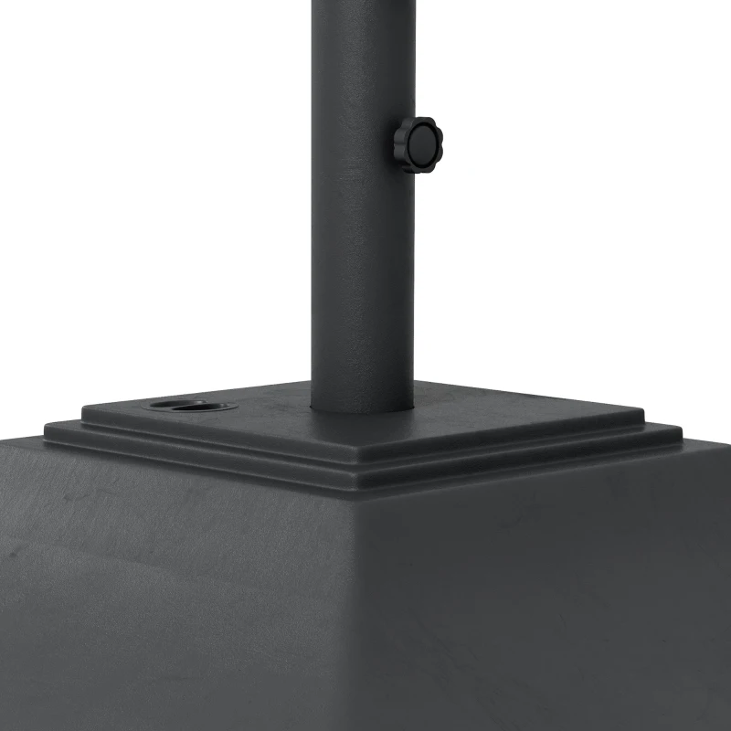Outsunny Square Umbrella Base with Wheels, 99 lbs Water or 132 lbs Sand Filled, with Double Adjustable Knob, Black