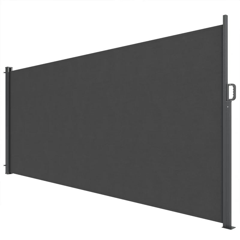 Outsunny Retractable Side Awning, 165" x 73" Outdoor Privacy Screen, Water-Resistant, UV 50+, Dark Grey