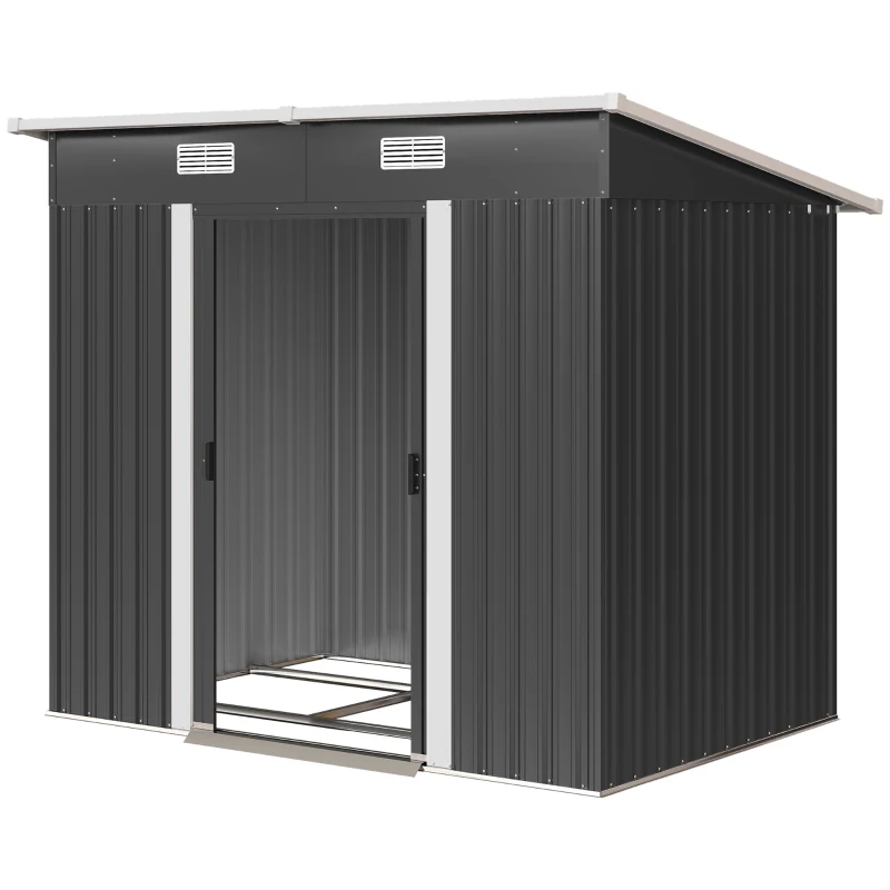 Outsunny 7'x 4' Metal Patio Storage Shed Garden Lockable Shed Tool Utility Storage Unit, Black