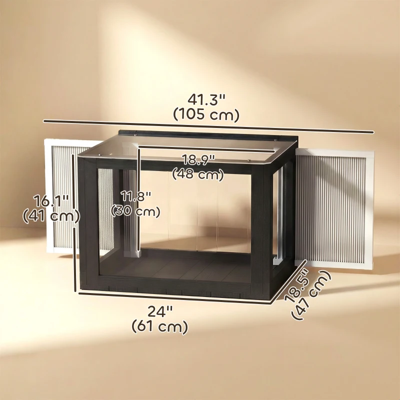 PawHut Catio Outdoor Cat Enclosure Adjustable Cat House Waterproof Top for Window 24" x18.5" x16.1" Black & White