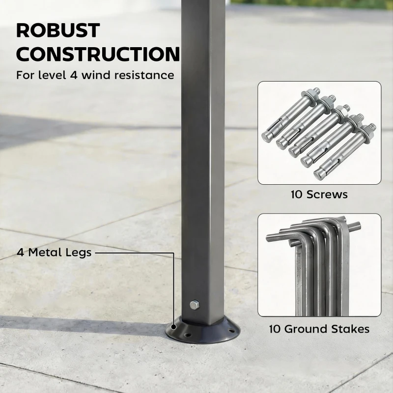 Outsunny Patio Gazebo with Double Roof Outdoor Gazebo Canopy with Extendable Shade 126" x126" Dark Grey