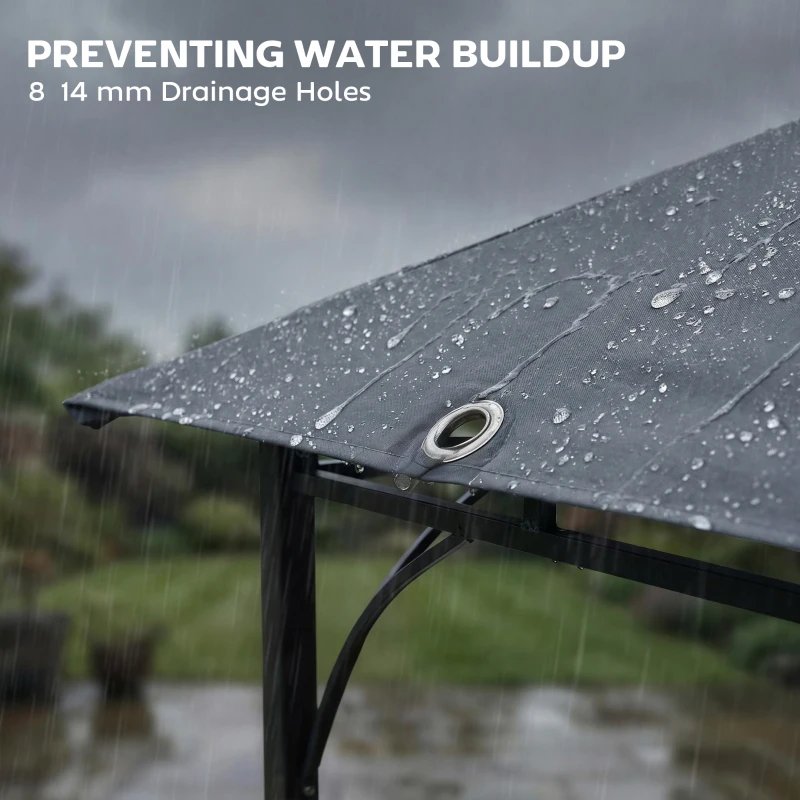 Outsunny Patio Gazebo with Double Roof Outdoor Gazebo Canopy with Extendable Shade 126" x126" Dark Grey