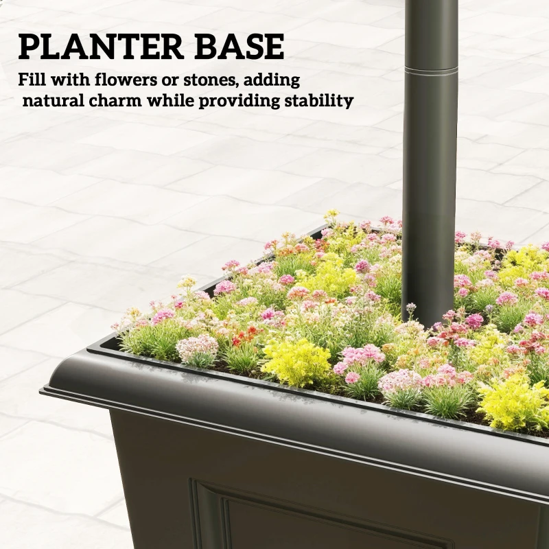 Outsunny 63" Solar Lamp Post Lights 2 Pack, Waterproof LED Solar Light Posts with Planter, Black