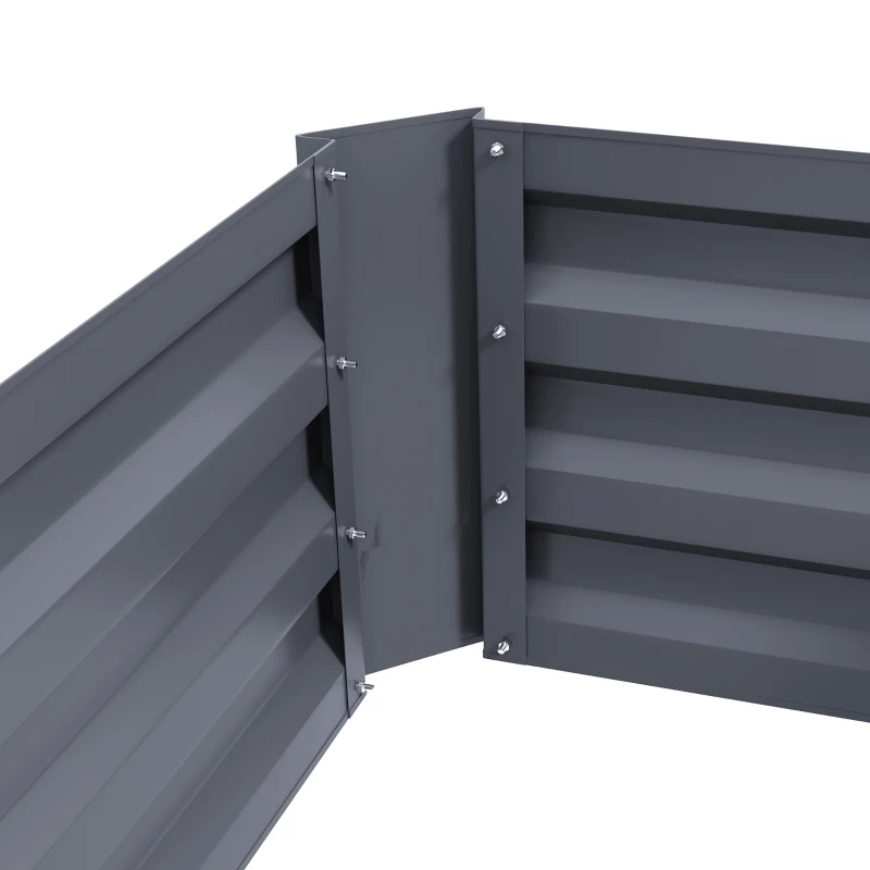 Outsunny Set of 2 Raised Garden Bed, Steel Elevated Planter Box for Flowers, Herbs, Succulents, 39"x20"x12", Dark Grey